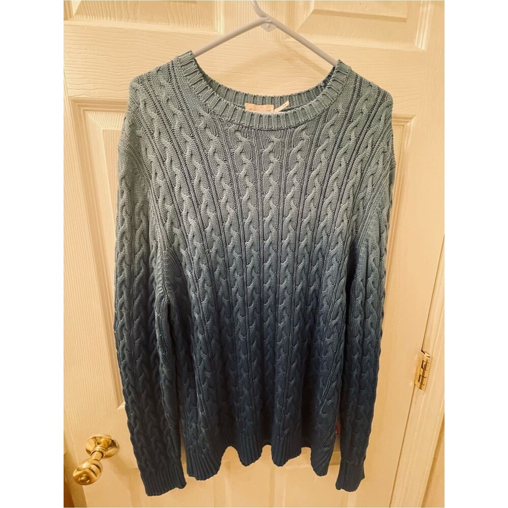Moncler Men's Cable Knit Crewneck Sweater - Slate Blue